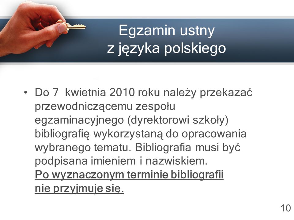Egzamin ustny z języka polskiego