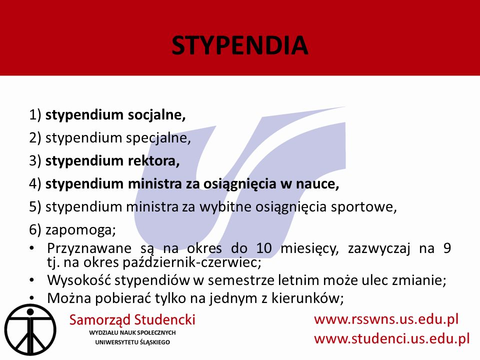 STYPENDIA 1) stypendium socjalne, 2) stypendium specjalne,