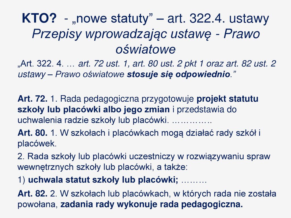 KTO. - „nowe statuty – art