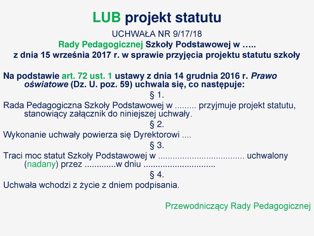 LUB projekt statutu