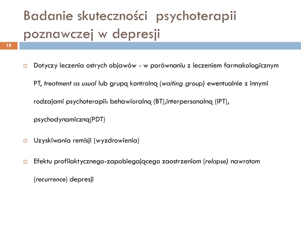 Badanie skuteczności psychoterapii poznawczej w depresji