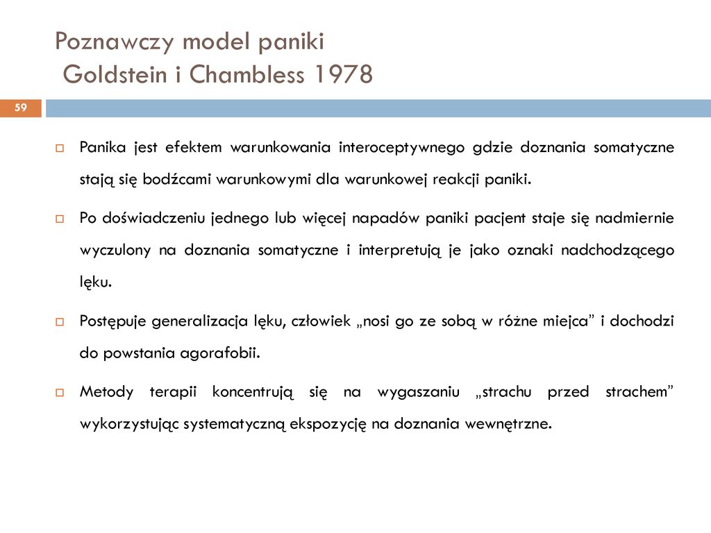 Poznawczy model paniki Goldstein i Chambless 1978