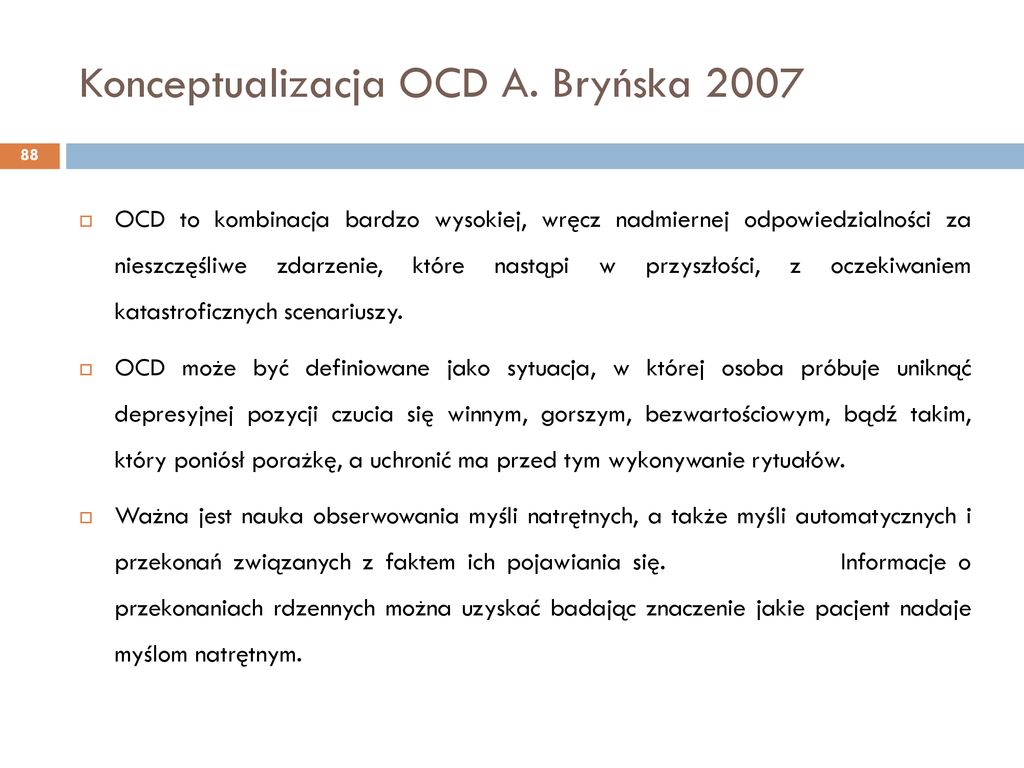 Konceptualizacja OCD A. Bryńska 2007