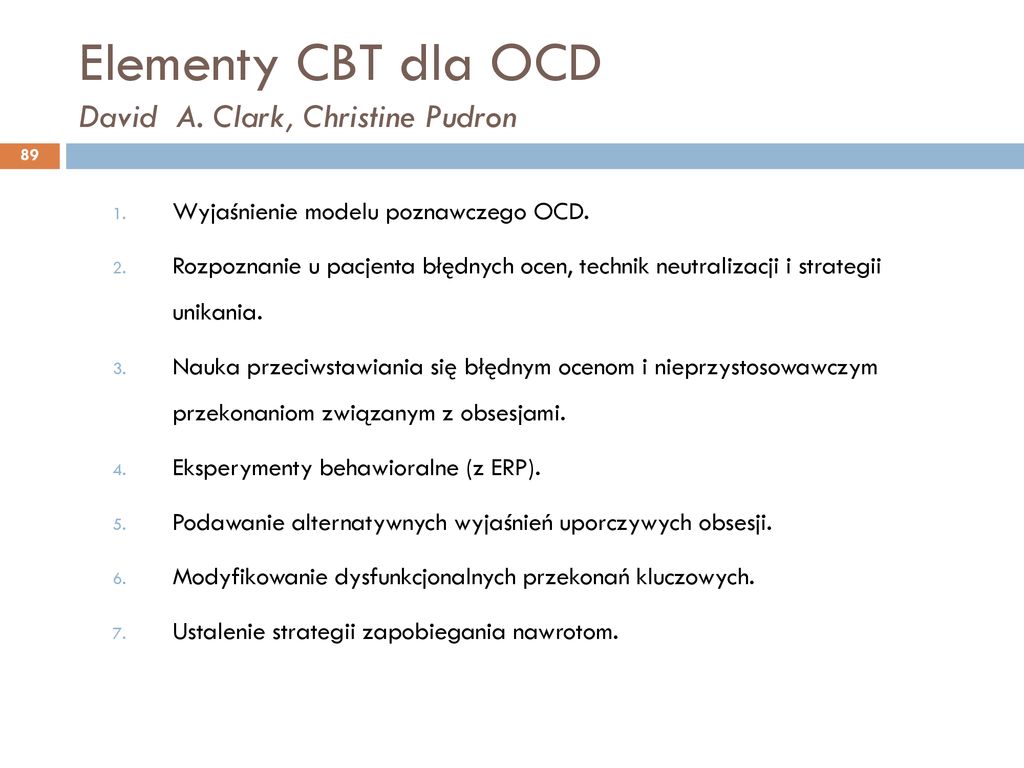 Elementy CBT dla OCD David A. Clark, Christine Pudron