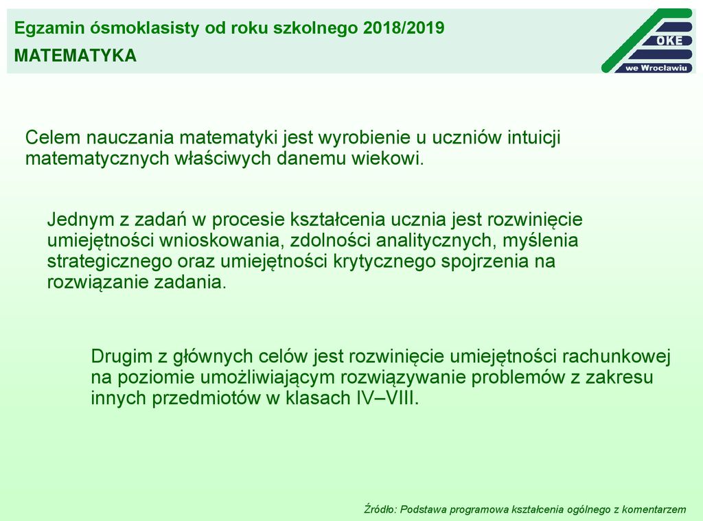 Egzamin ósmoklasisty Od Roku Szkolnego 2018/ Ppt Pobierz