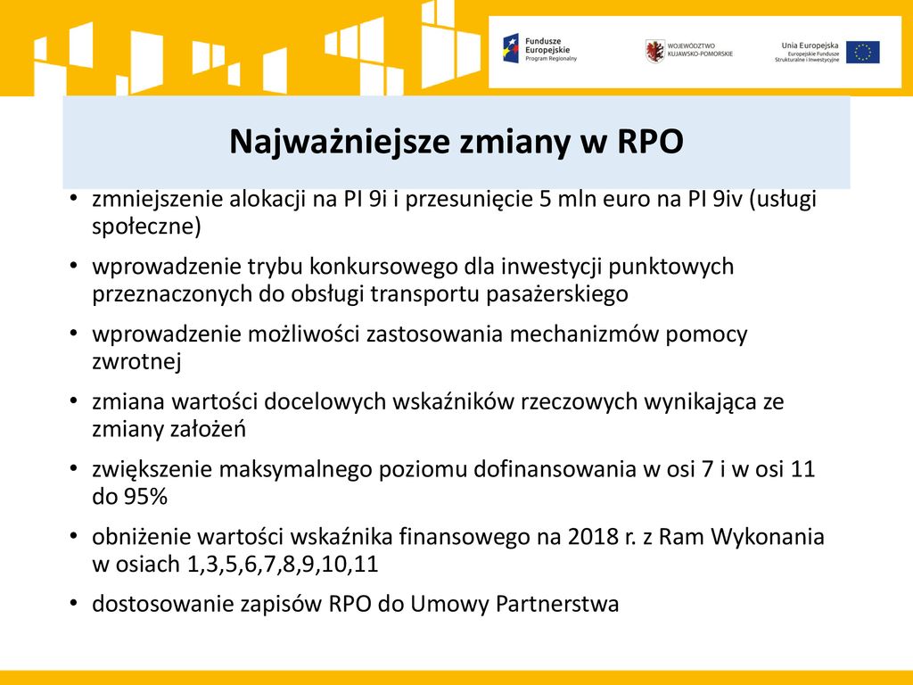 Renegocjacje Regionalnego Programu Operacyjnego Województwa Kujawsko ...