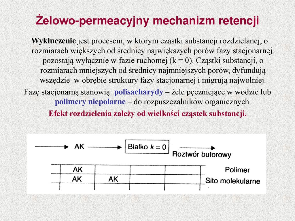 Żelowo-permeacyjny mechanizm retencji