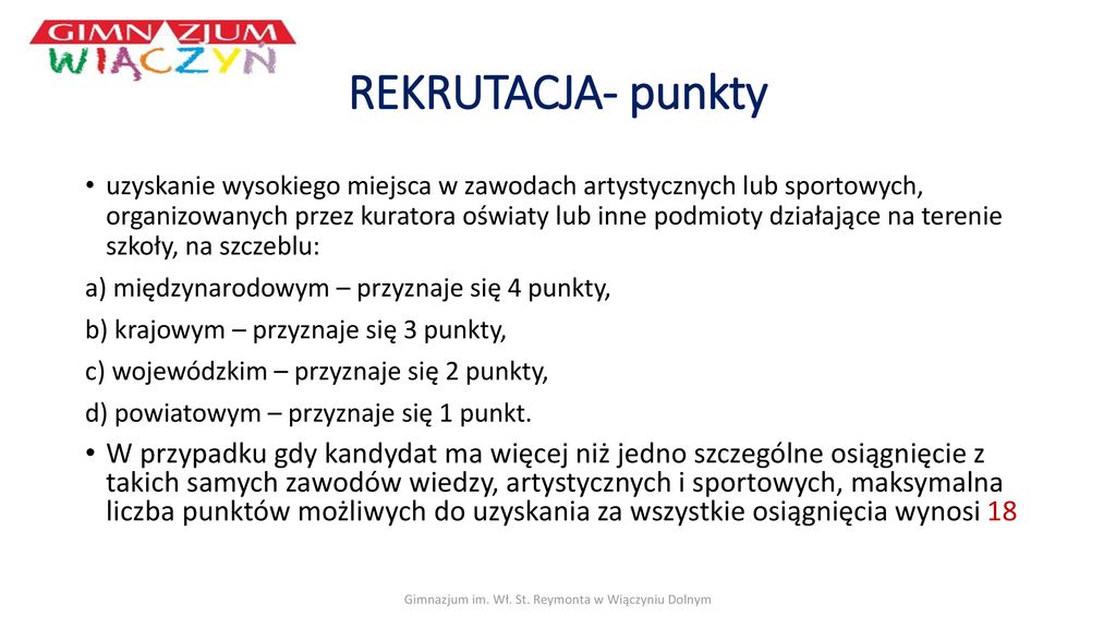 Gimnazjum Im. Wł. St. Reymonta W Wiączyniu Dolnym - Ppt Pobierz