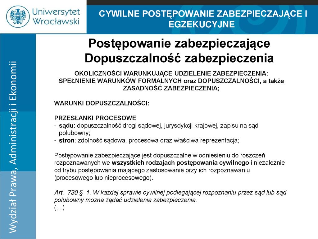 CYWILNE POSTĘPOWANIE ZABEZPIECZAJĄCE I EGZEKUCYJNE - Ppt Pobierz