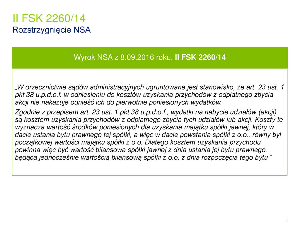 Zbycie Spółki Kapitałowej Powstałej W Wyniku Przekształcenia Spółki ...