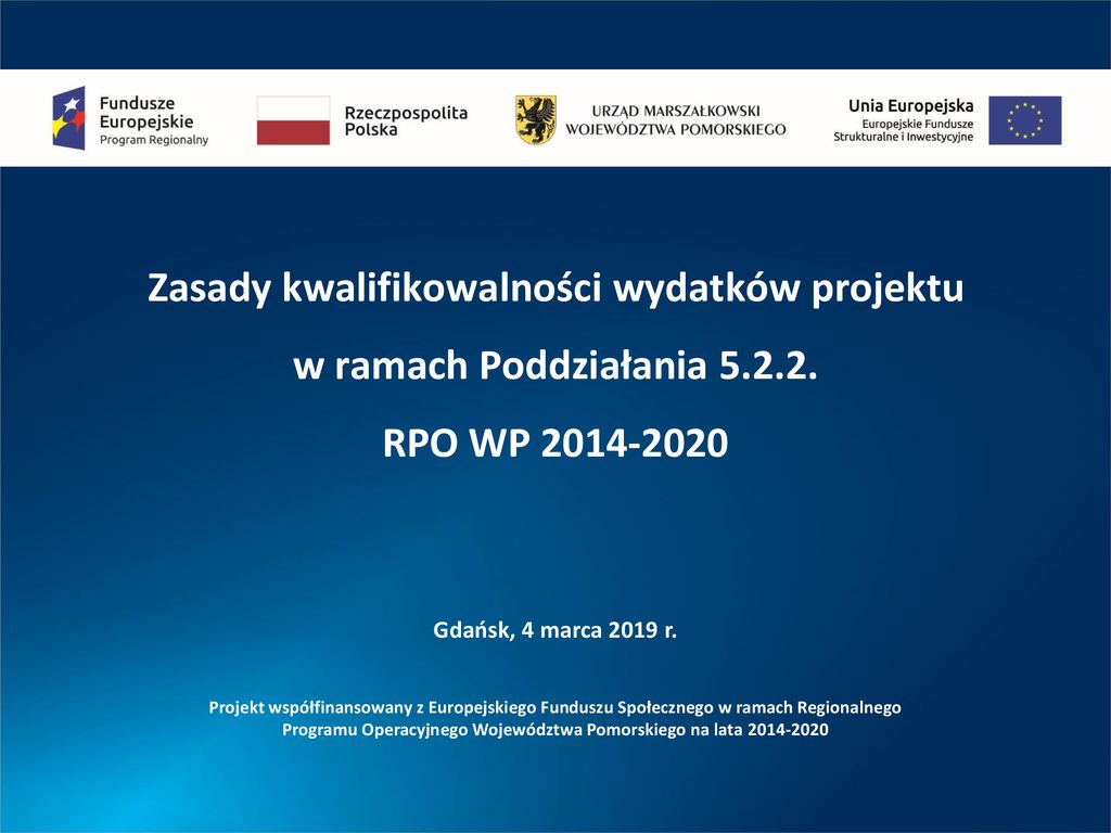 Zasady Kwalifikowalności Wydatków Projektu W Ramach Poddziałania Ppt ...