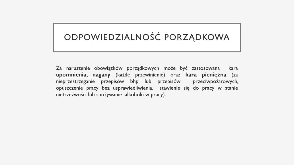 Odpowiedzialność W Razie Niewykonania Obowiązków Pracowniczych - Ppt ...