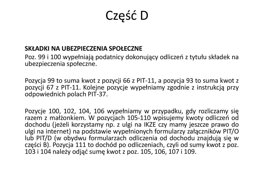 PIT IV Formularze. - Ppt Pobierz