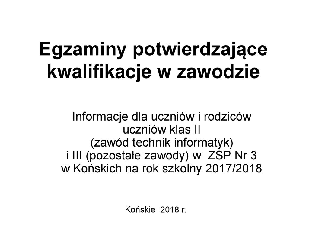 Egzaminy Potwierdzające Kwalifikacje W Zawodzie - Ppt Pobierz