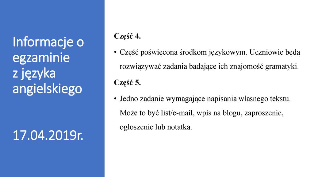 Informacje Ogólne O Egzaminie - Ppt Pobierz