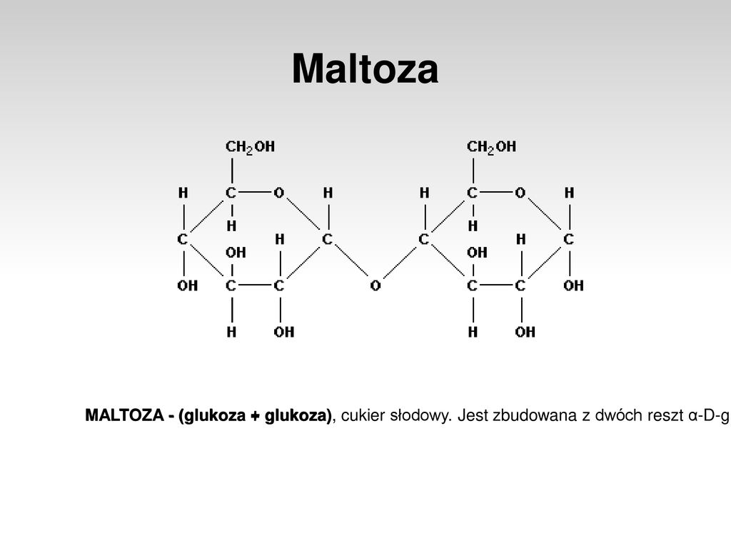 Maltoza MALTOZA - (glukoza + glukoza), cukier słodowy.