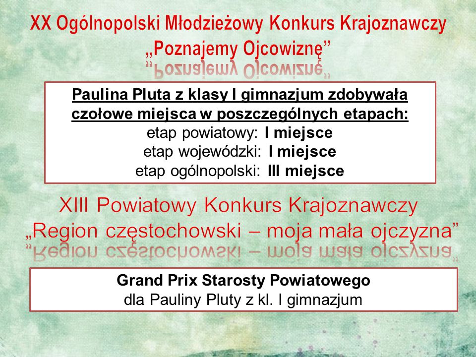 XX Ogólnopolski Młodzieżowy Konkurs Krajoznawczy „Poznajemy Ojcowiznę