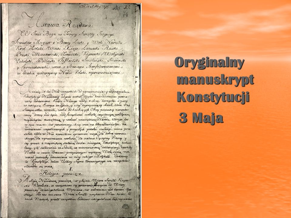 Oryginalny manuskrypt Konstytucji
