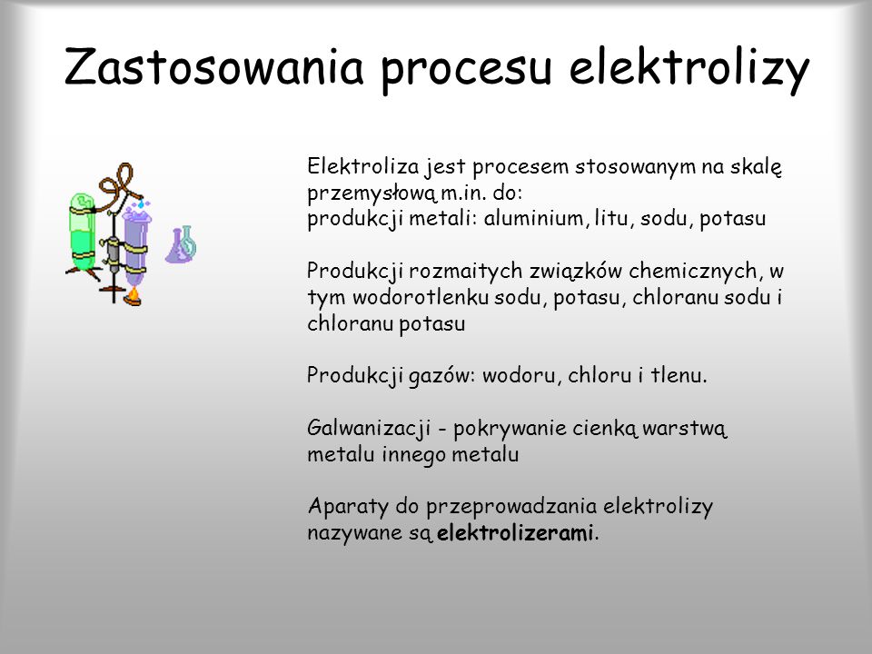 Zastosowania procesu elektrolizy