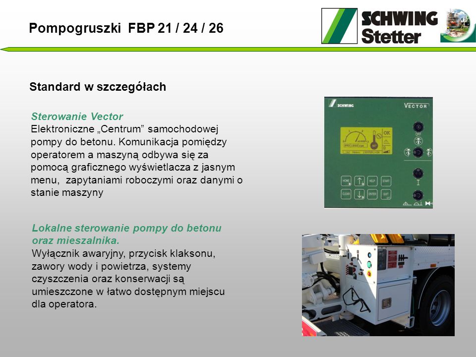 Pompogruszki FBP 21 / 24 / 26 Standard w szczegółach Sterowanie Vector