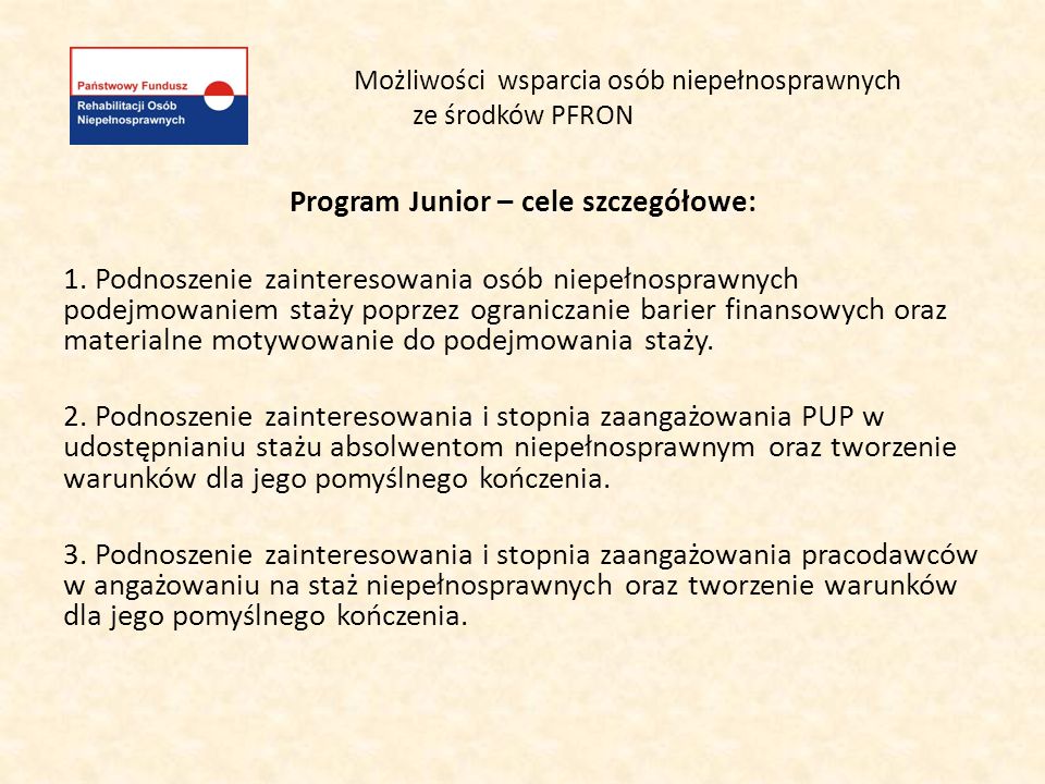 Możliwości Wsparcia Osób Niepełnosprawnych Ze środków PFRON - Ppt Pobierz