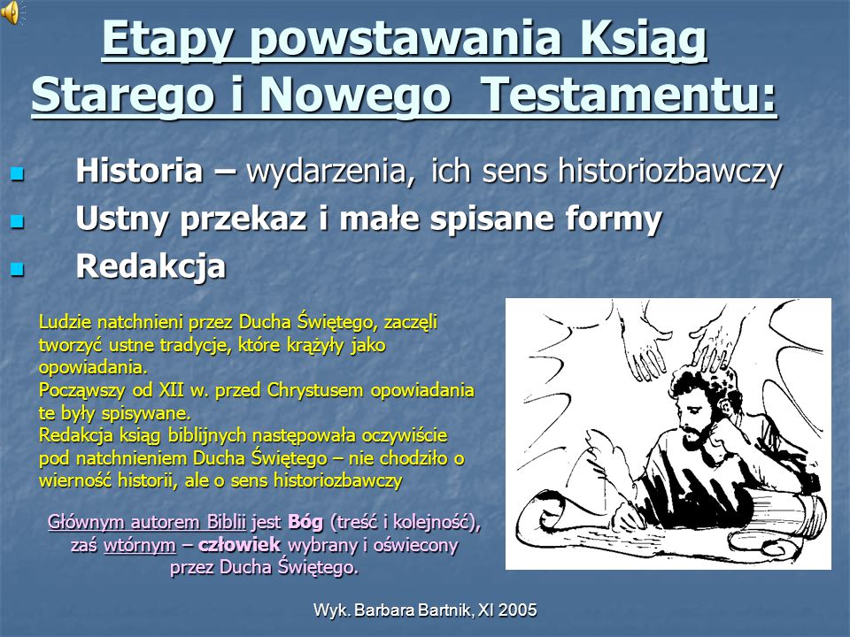 Etapy powstawania Ksiąg Starego i Nowego Testamentu: