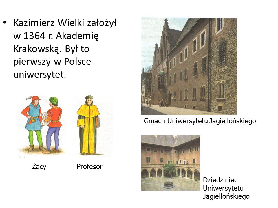 Kazimierz Wielki założył w 1364 r. Akademię Krakowską