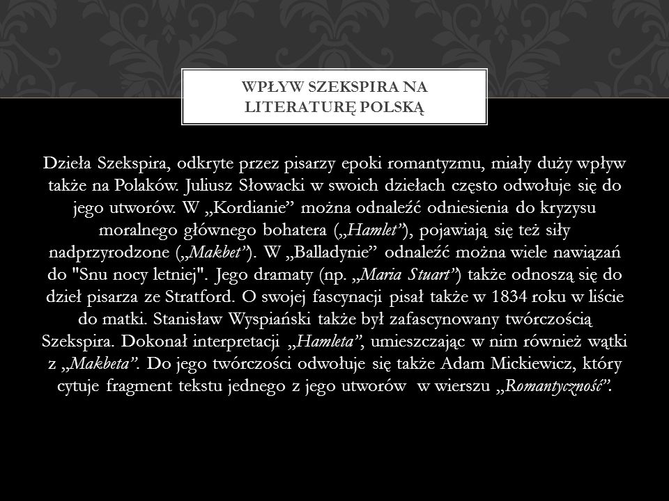 Wpływ Szekspira na literaturę polską