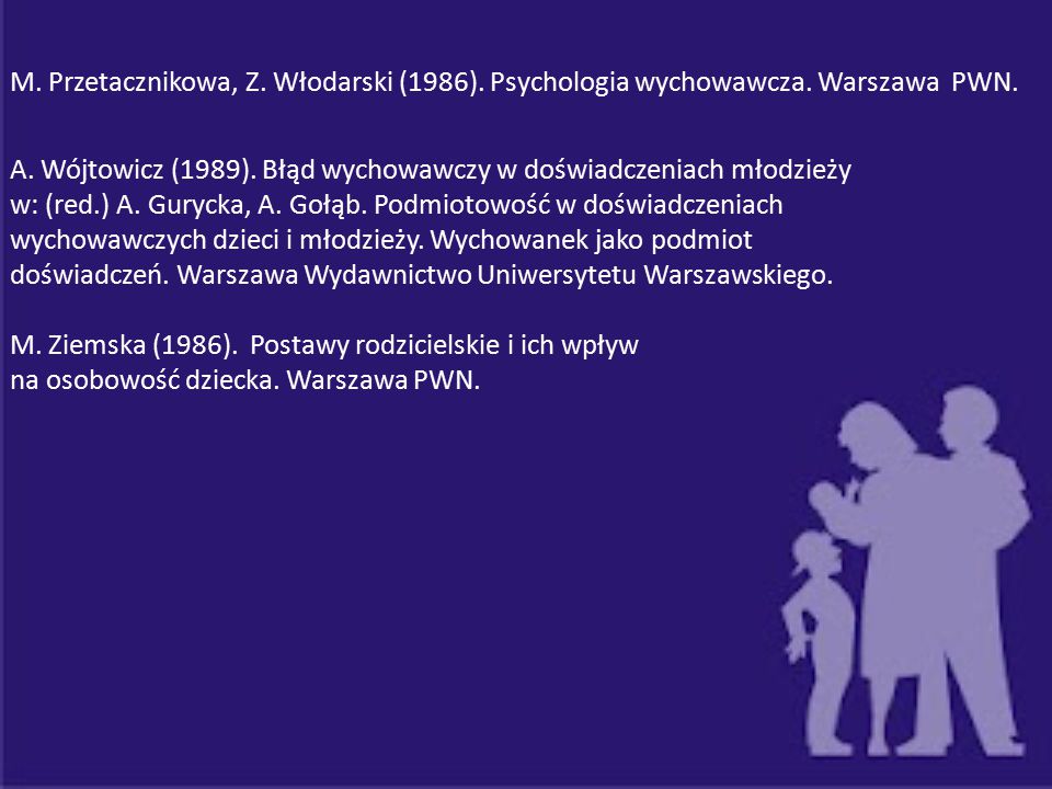 A. Wójtowicz (1989). Błąd wychowawczy w doświadczeniach młodzieży