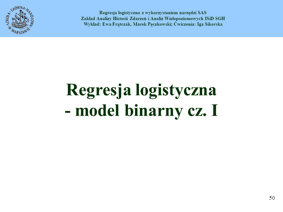 Regresja logistyczna - model binarny cz. I