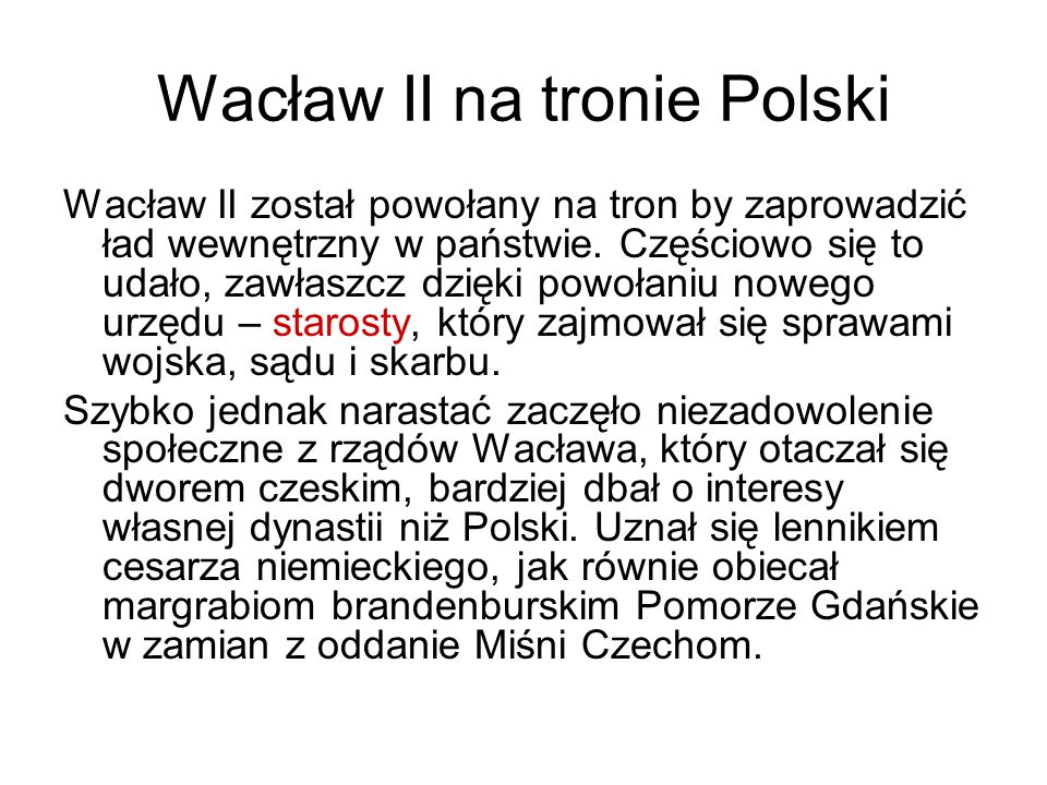 Wacław II na tronie Polski