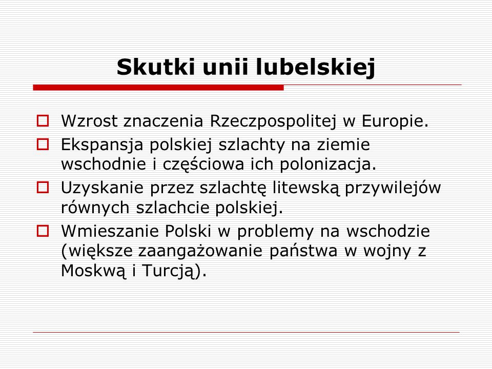 Skutki unii lubelskiej