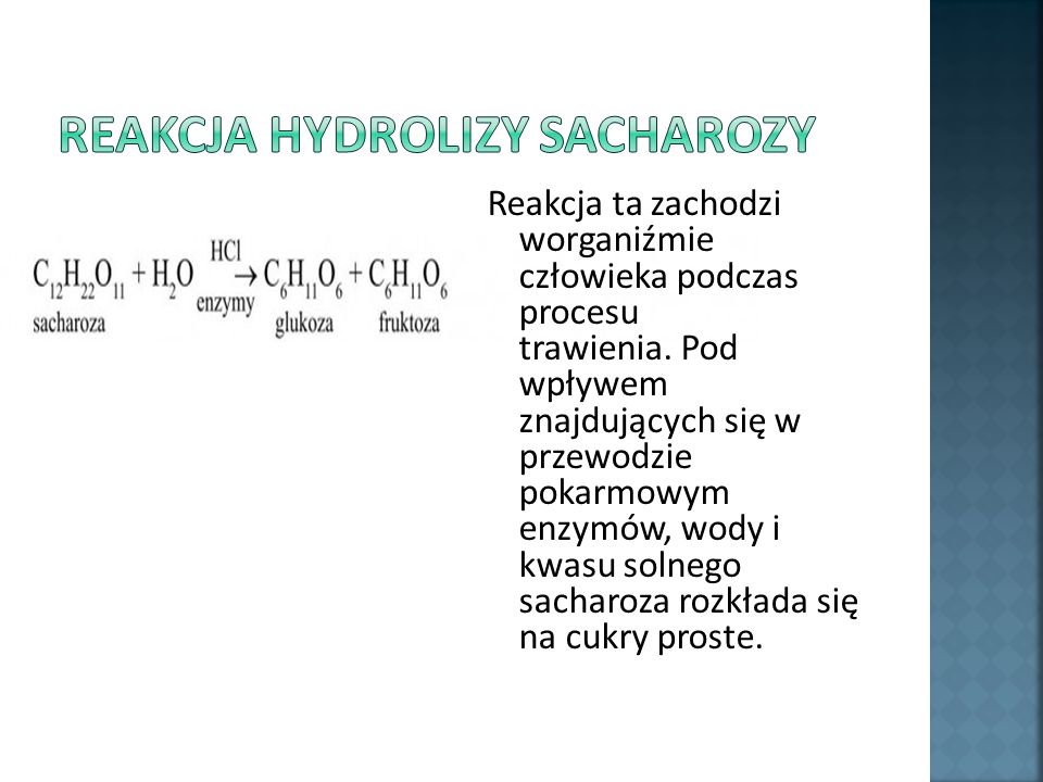 Reakcja hydrolizy sacharozy