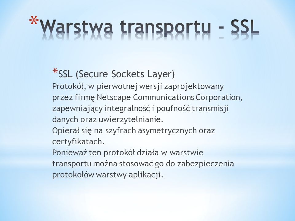 Warstwa transportu - SSL