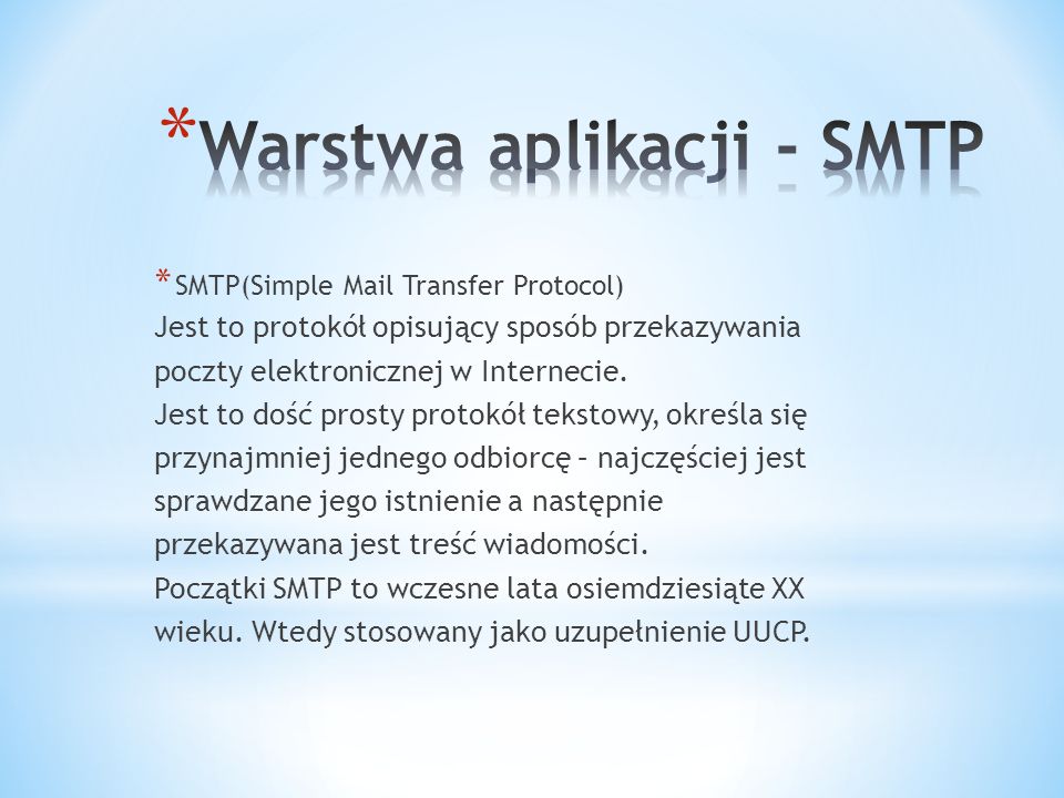 Warstwa aplikacji - SMTP