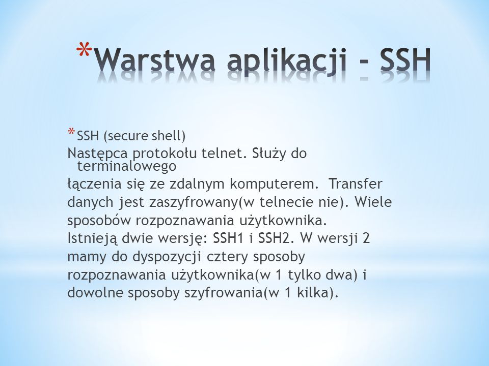 Warstwa aplikacji - SSH