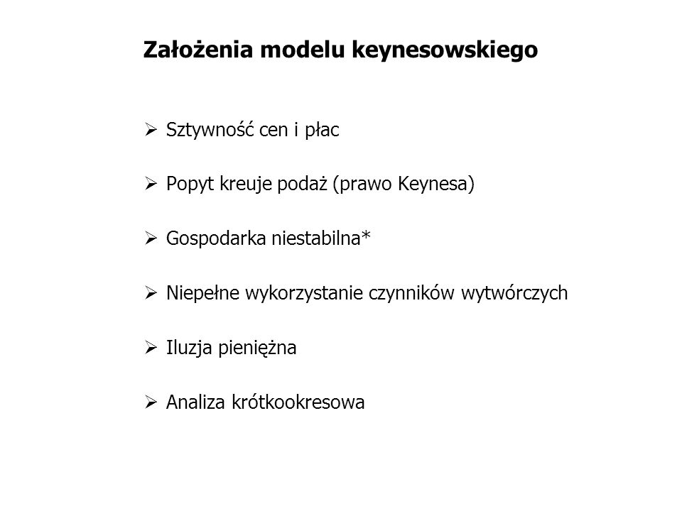 Założenia modelu keynesowskiego