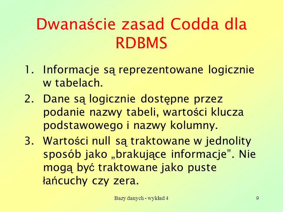 Dwanaście zasad Codda dla RDBMS