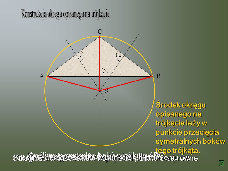 Konstrukcja okręgu opisanego na trójkącie