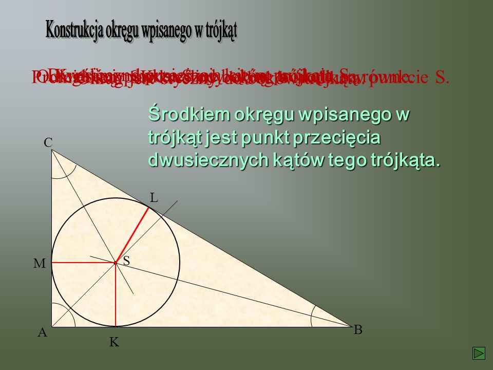 Konstrukcja okręgu wpisanego w trójkąt