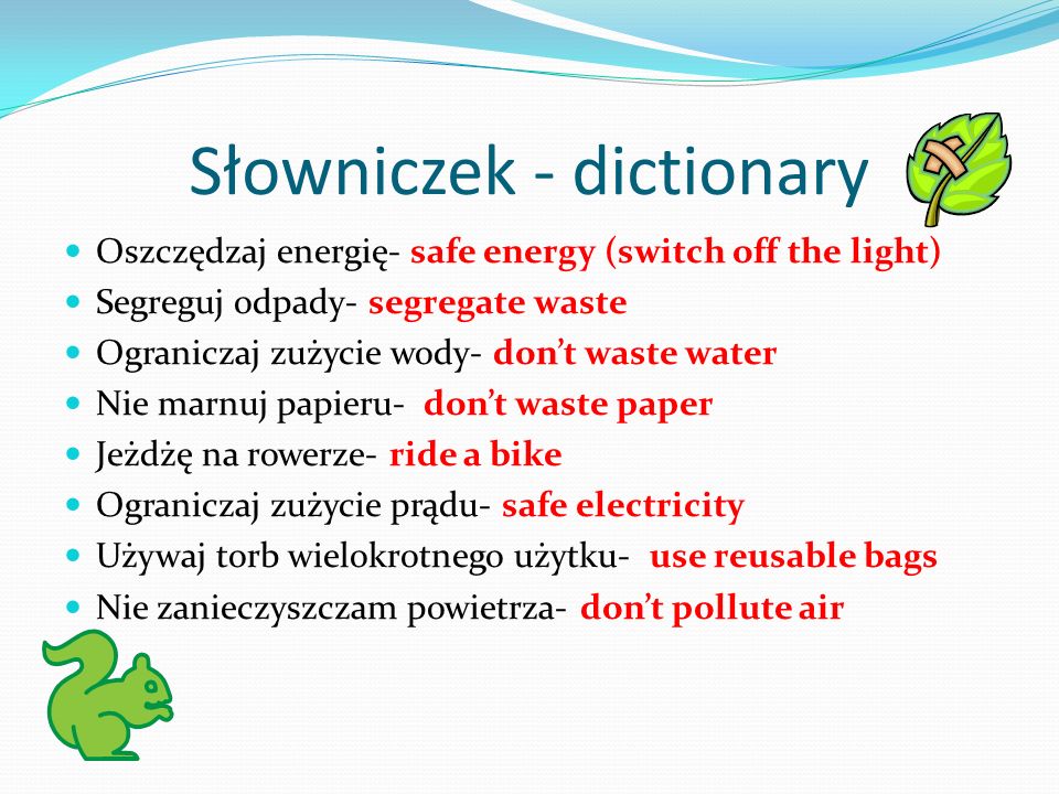 Słowniczek - dictionary