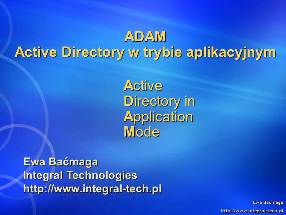 ADAM Active Directory w trybie aplikacyjnym