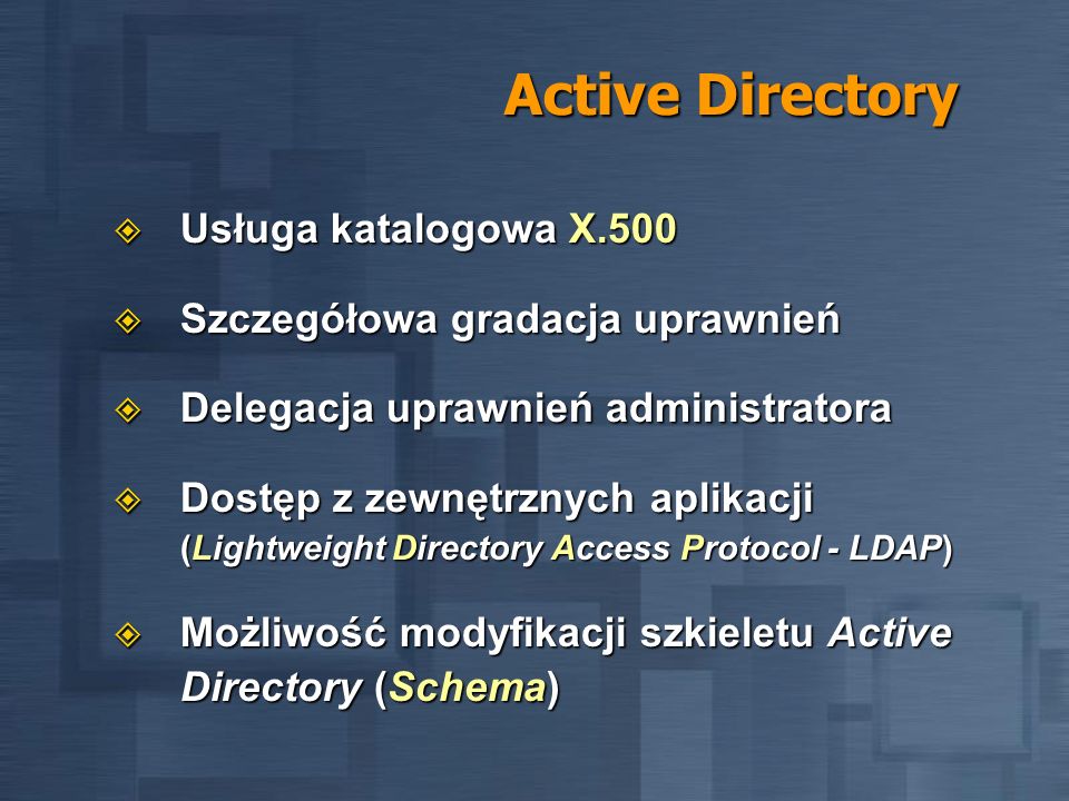Active Directory Usługa katalogowa X.500