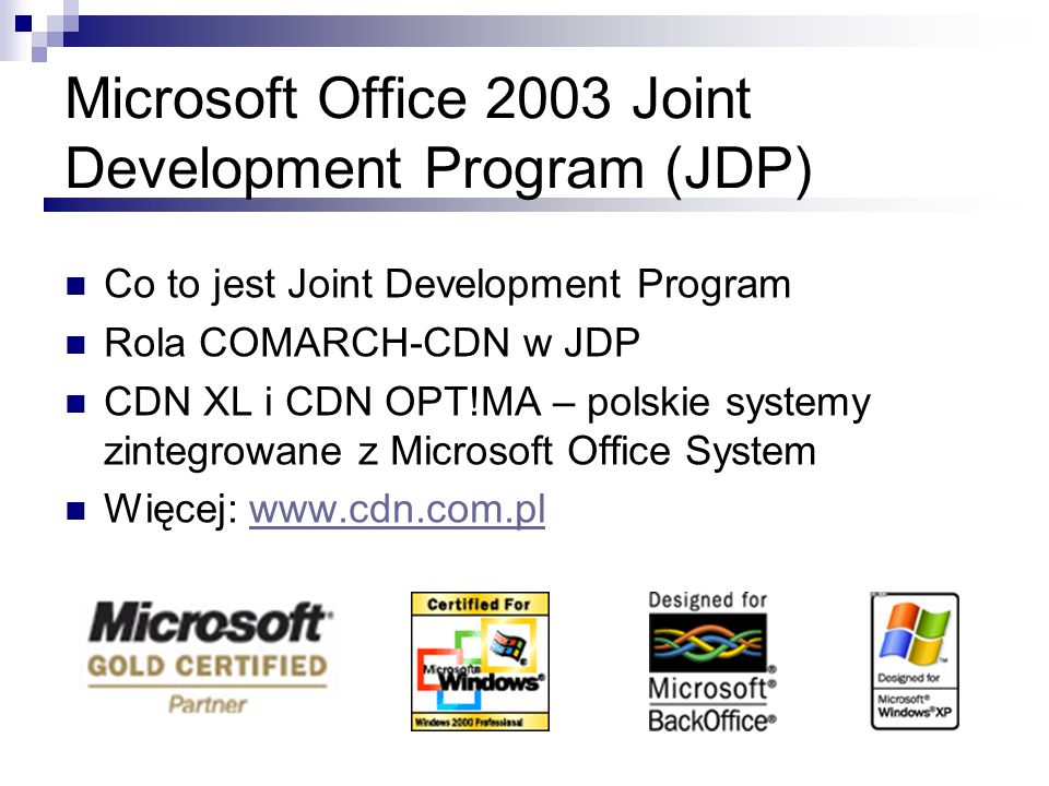 Microsoft Office 2003 Joint Development Program (JDP)