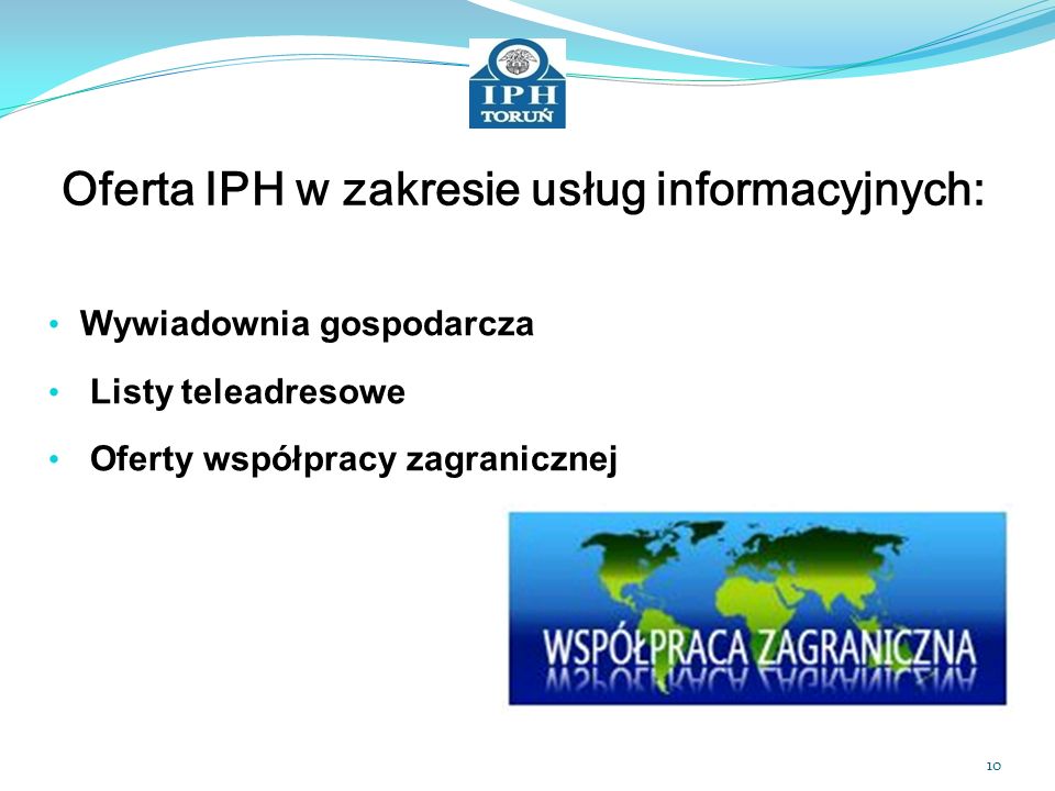 Oferta IPH w zakresie usług informacyjnych: