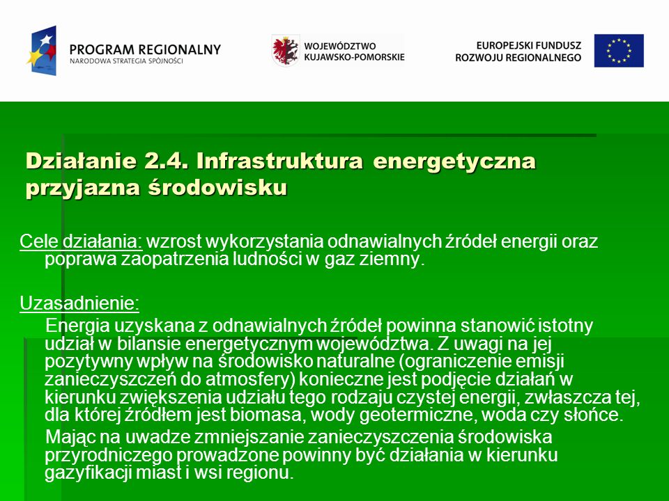 Działanie 2.4. Infrastruktura energetyczna przyjazna środowisku