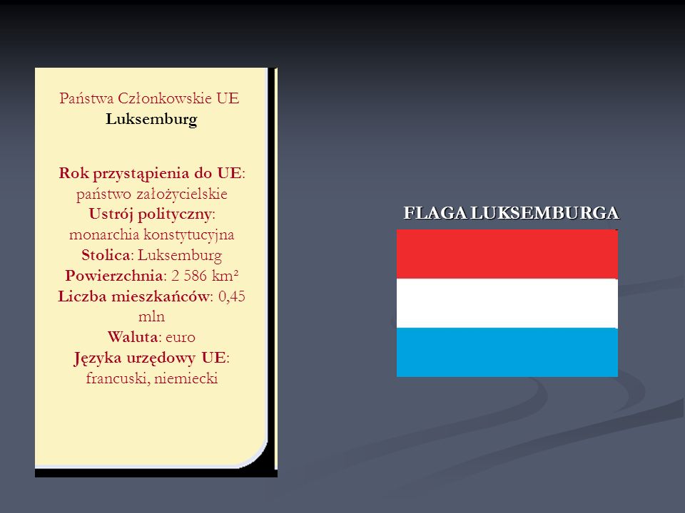 FLAGA LUKSEMBURGA Państwa Członkowskie UE Luksemburg
