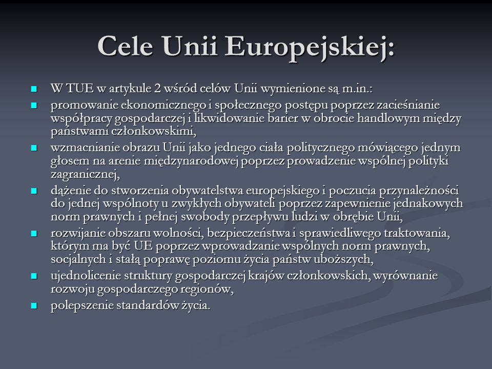Cele Unii Europejskiej: