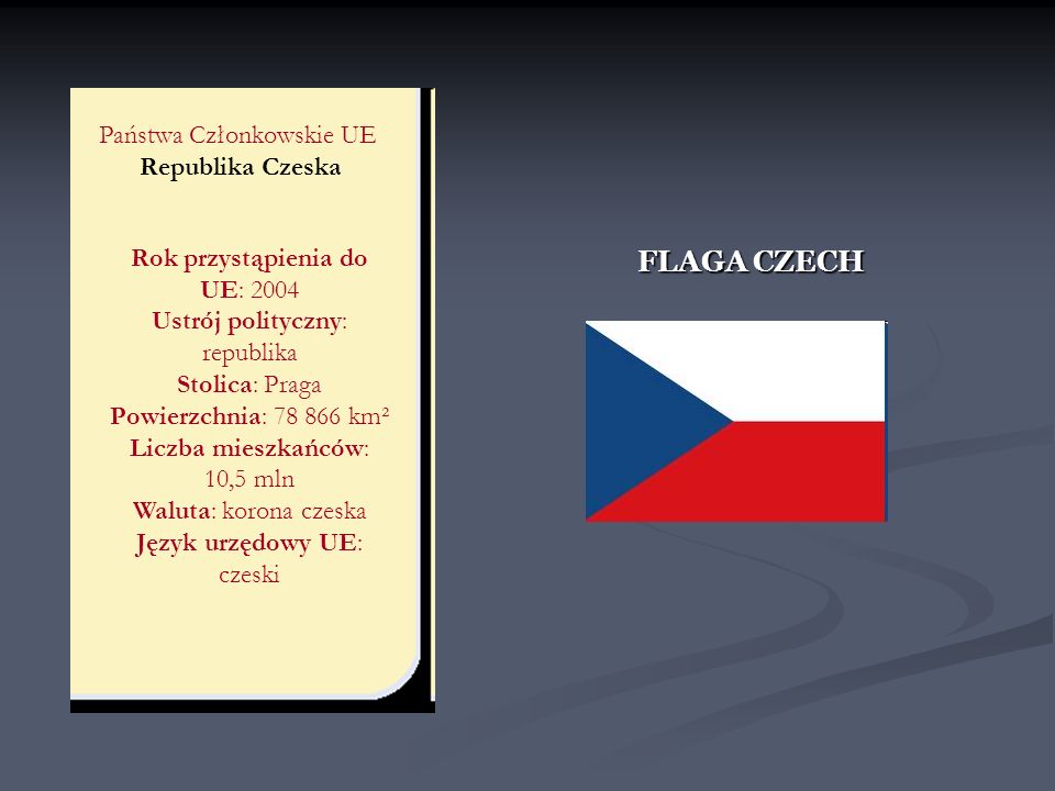 FLAGA CZECH Państwa Członkowskie UE Republika Czeska