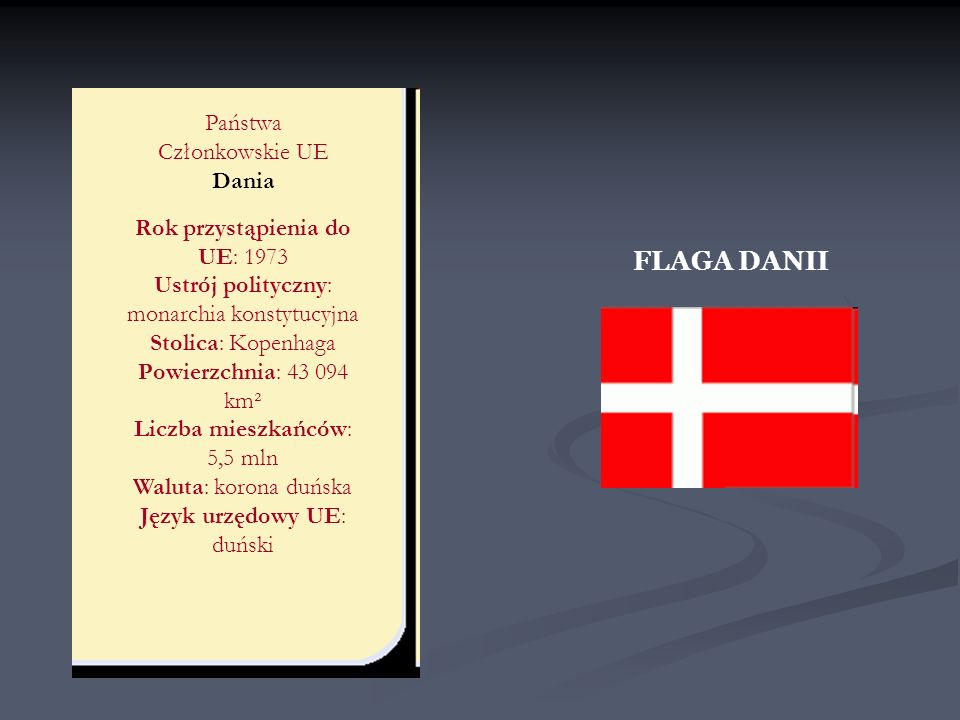 FLAGA DANII Państwa Członkowskie UE Dania